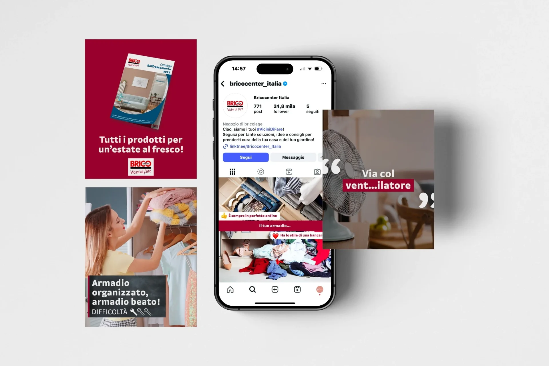 Copertina progetto social media Bricocenter Italia – post e creatività per Instagram e Facebook